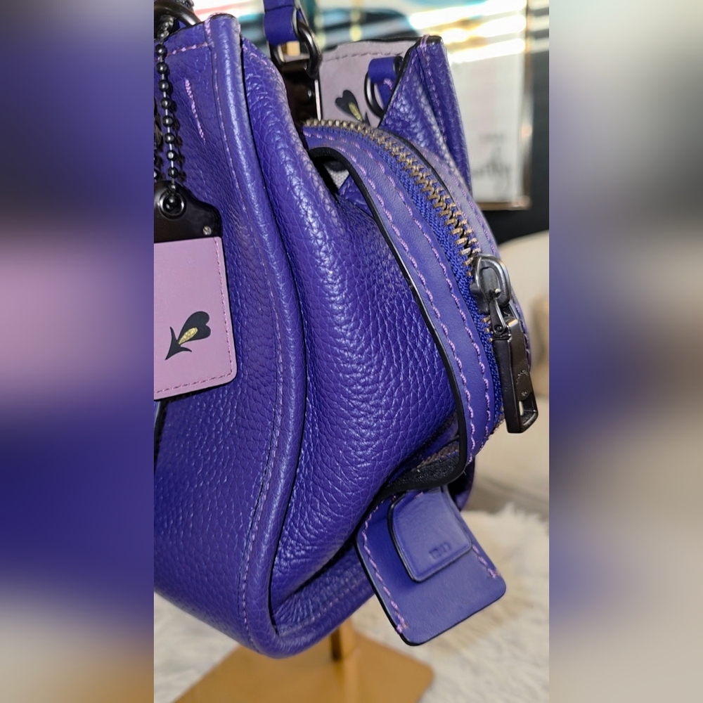 Coach LIMITED EDITION Rogue 25 Disney Dark Fairy-Purple+Coach Minnie Charm & Bow - Picture 3 of 10